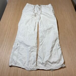 American Eagle Sunwash Wide Leg Cargo Pants Womens 6 White Cotton Drawstring Y2K